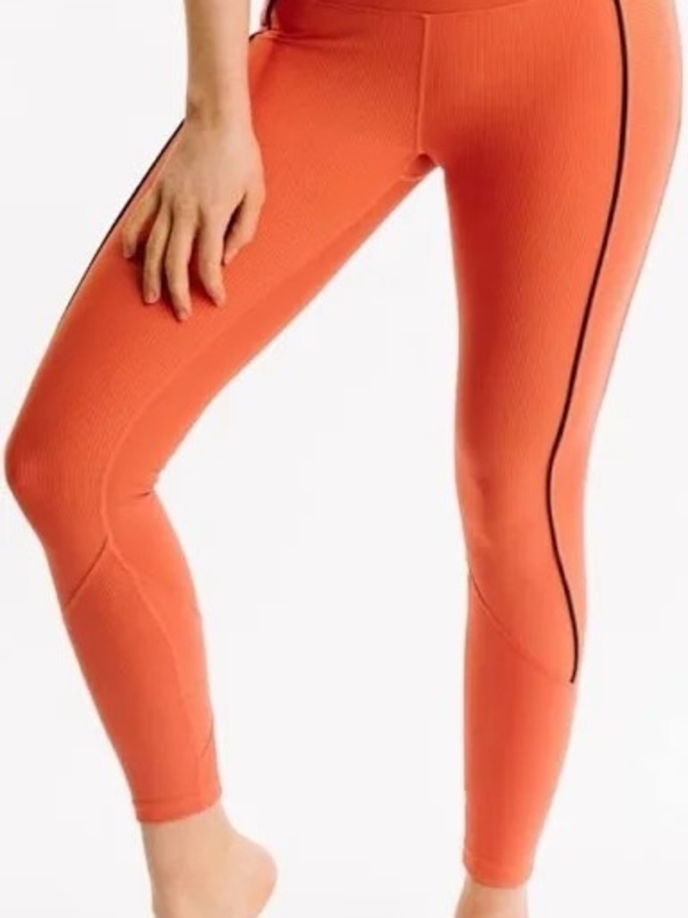 ZYIA Burnt Orange High-Rise 7/8 Leggings with Black Side Stripe NWT